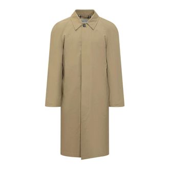 Burberry Single-Breasted Coats, male, Beige, Size: L Long Car Coat