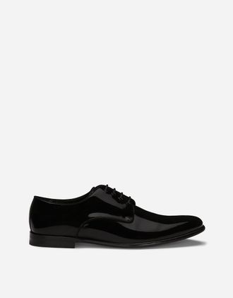 Dolce & Gabbana Calfskin Derby Shoes - Man Lace-ups Black Leather 40.5