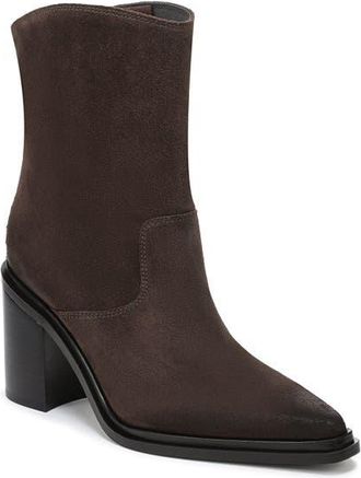 Franco Sarto Laken Block Heel Bootie in Dark Brown Leather at Nordstrom, Size 8.5