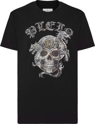 Philipp Plein T-shirt Round Neck SS Stones Skull - Heren - T-shirts - Zwart - 4XL - Katoen - Tops
