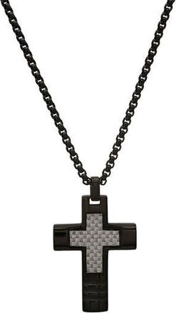 HMY Jewelry Mens Black Cross Pendant Necklace at Nordstrom Rack