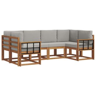 vidaXL Set Di Divani Da Esterno 6 Pz Grigio Naturale E Chiaro Vidaxl
