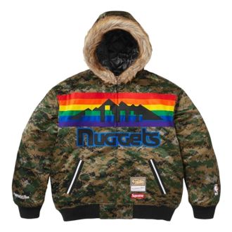 SUPREME x Mitchell & Ness SS26 Teams Hooded Satin Varsity Jacket Digi Camo SUP-SS26-285-CMO