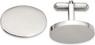 Diamond2Deal Stainless Steel Polished Oval Cuff Links