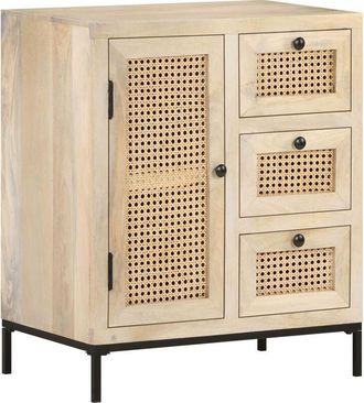 vidaXL Sideboard 60x35x70 cm Solid Mango Wood and Natural Cane vidaXL