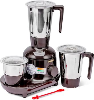 Geepas 3-in-1 Mixer Grinder 3 Stainless Steel Jars Dry & Wet Grinding Indian Mixer 750W