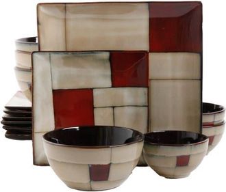 Gibson Azeal 16 Piece Double Bowl Dinnerware Set in Beige at Nordstrom