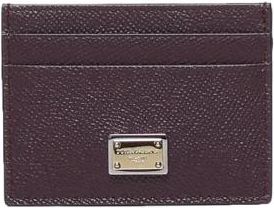 Dolce & Gabbana Kalfsleren Kaarthouder met Logo Plaat - Dames - Portefeuilles - Paars - ONE Size - Leer - Accessoires
