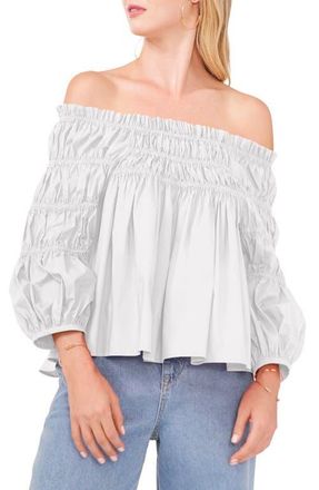 Vince Camuto Off the Shoulder Poplin Blouse in Ultra White at Nordstrom, Size Medium