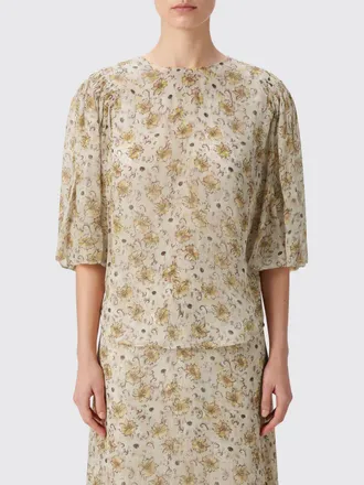 Isabel Marant Blusa in viscosa a stampa floreale con maniche corte e spalle arricciate