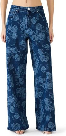 Steve Madden Jaxon Floral Wide Leg Jeans in Rose Frost at Nordstrom, Size 24