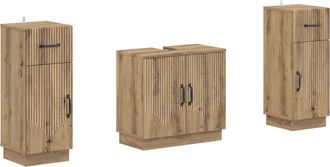 vidaXL Juego De Gabinete De Ba&ntilde;o De 2 Piezas Hoorn Roble Artisan Vidaxl