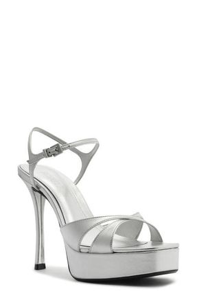 Schutz Maxine Ankle Strap Platform Sandal in Prata at Nordstrom, Size 10.5