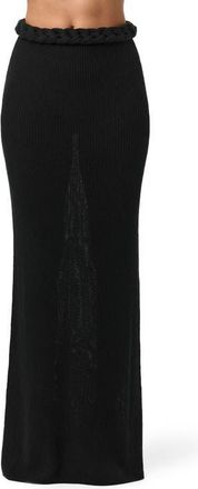 Naked Wardrobe Braided Waist Maxi Sweater Skirt in Black at Nordstrom, Size Medium