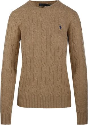 Ralph Lauren Julianna Trui met Ronde Hals - Dames - Ronde hals truien - Bruin - L - Leer - Truien & Vesten