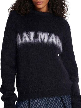 Balmain Womens Black Mohair Sweatshirt Clothing