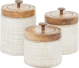 Uma Farm House Set of 3 Ceramic Canisters in White at Nordstrom Rack