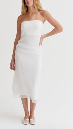 Crescent Organza Tube Midi Dress in White at Nordstrom, Size X-Small