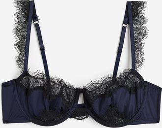 H&M Unwattierter Balconette-BH aus Spitze - Dunkelblau
