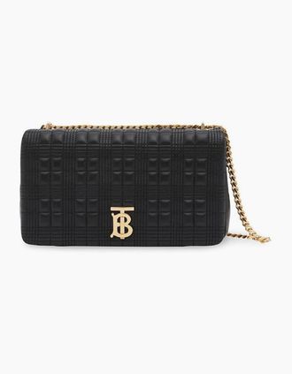 Burberry Womens Lola TB Quilted Leather Shoulder Bag - Black - Size: UNI