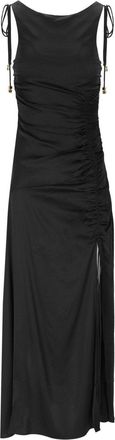 Ganni ABITO LUNGO IN SATIN NERO GANNI