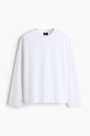 H&M Langarmshirt aus Jersey in Oversize Fit - White