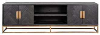Richmond Interiors Massivholz Design Lowboard Blackbone Brass 200 x 60 cm