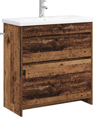 vidaXL Juego De Muebles De Ba&ntilde;o Madera Envejecida 81 X 40 X 84,5 Cm Vidaxl