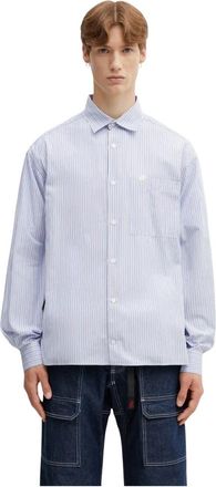 Filling Pieces Pinstripe Shirt - Heren - Casual Overhemden - Blauw - L - Katoen - Overhemden