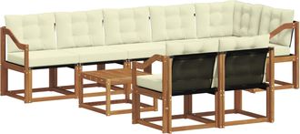vidaXL Conjunto De Sof&aacute;s De Exterior 9 Uds. Natural Y Crema Vidaxl