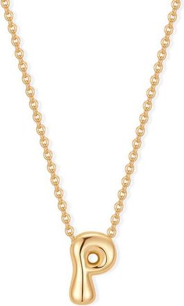 Brook & York Mini Pippa Bubble Initial Pendant Necklace in Gold P at Nordstrom