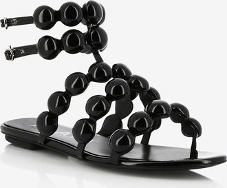 Alaia Flache Lackledersandalen Bombe 5