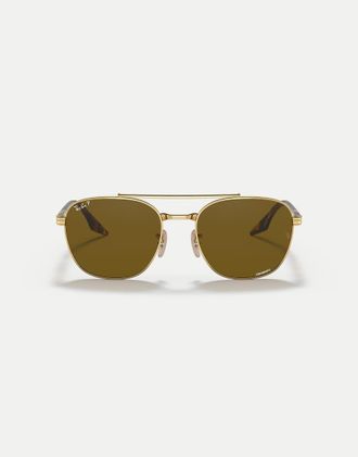 Ray-Ban Rb3688 - Occhiali da sole squadrati color oro arista con lenti marroni polarizzate