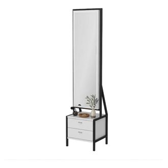 Dmora Toeletta Sicamino, Tocador Con Espejo Incluido, 2 Cajones, Una Puerta, 41x35x170h Cm Blanco