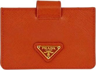 Prada Orange Saffiano Leather Card Holder