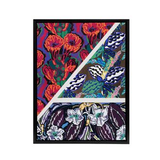 Artery8 Geometric Floral Motifs Benedictus Black Framed Canvas Wall Art | Size: W24 x H32