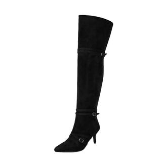 Generic Womens Sexy Over The Knee Boots Pointed Toe Med Thin Heel With Convertible Fold Over Shaft And Pleated Detail