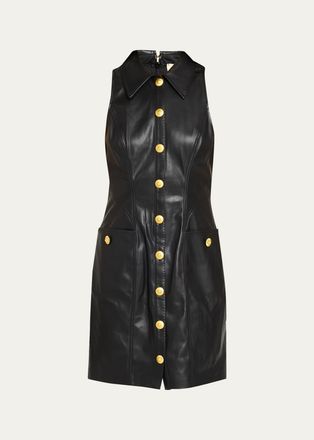 L'agence Apolline Sleeveless Faux-Leather Mini Dress