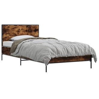 vidaXL Estructura De Cama Con Cabecero Roble Ahumado 80 X 200 Cm Vidaxl