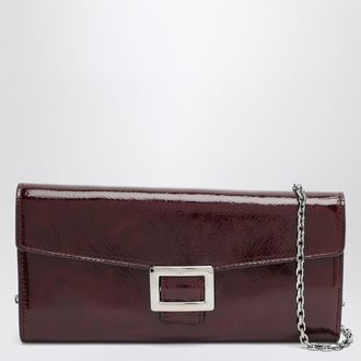 Roger Vivier Belle Vivier Dark Violet Patent Leather Wallet With Chain