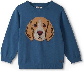 Hatley Puppy Intarsia Crewneck Sweater in Ensign Blue at Nordstrom, Size 12-18M