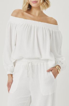 Splendid Ava Off the Shoulder Cotton Gauze Top in White at Nordstrom, Size X-Large