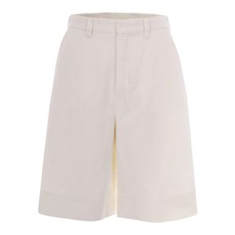Max Mara Bermuda shorts van katoen en linnen - Dames - Korte Broeken - Wit - XS - Katoen - Korte Broeken