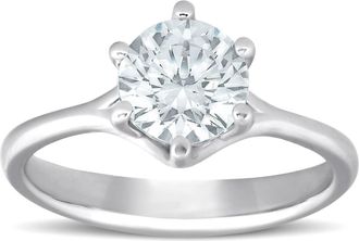 Pompeii3 1 Ct Round Diamond Engagement Six Prong Solitaire Ring 14k White Gold Enhanced