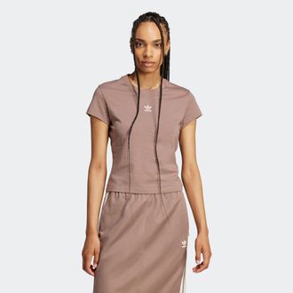 adidas T-Shirt ADIDAS ORIGINALS ESS SLIM TEE, Damen, Gr. XXL, braun (trace braun), Obermaterial: 100% Baumwolle, Rundhals, Shirts T-Shirt, sportlicher Stil, 