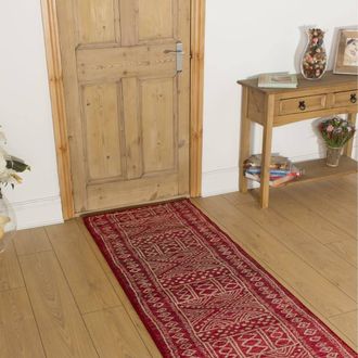 Runrug Hallway Carpet Runner Rug - Soft & Comfy, 9mm - Afrikans in Red | Size: 100 cm x 360 cm