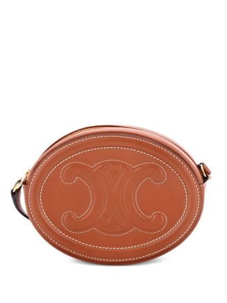 Celine Triomphe Oval Leather Mini crossbody bag - Marrone