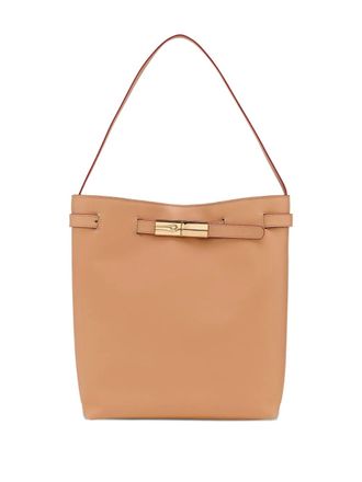 Longchamp Le Roseau L smooth leather shoulder bag - Neutrals