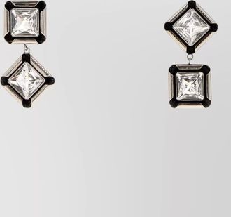 Givenchy metal double drop crystal square earrings