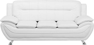 Beliani Sofa 3 Seater LEIRA Faux Leather White
